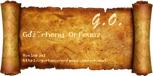 Görheny Orfeusz névjegykártya